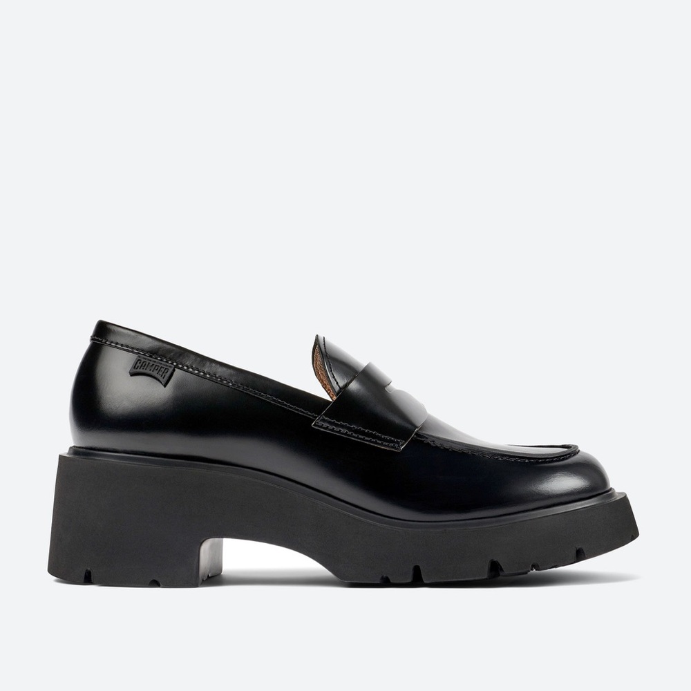 Camper Black Leather Platform Milah Loafer - Picture 3 of 6